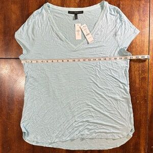 White House Black Market Light Blue V-Neck Tee
